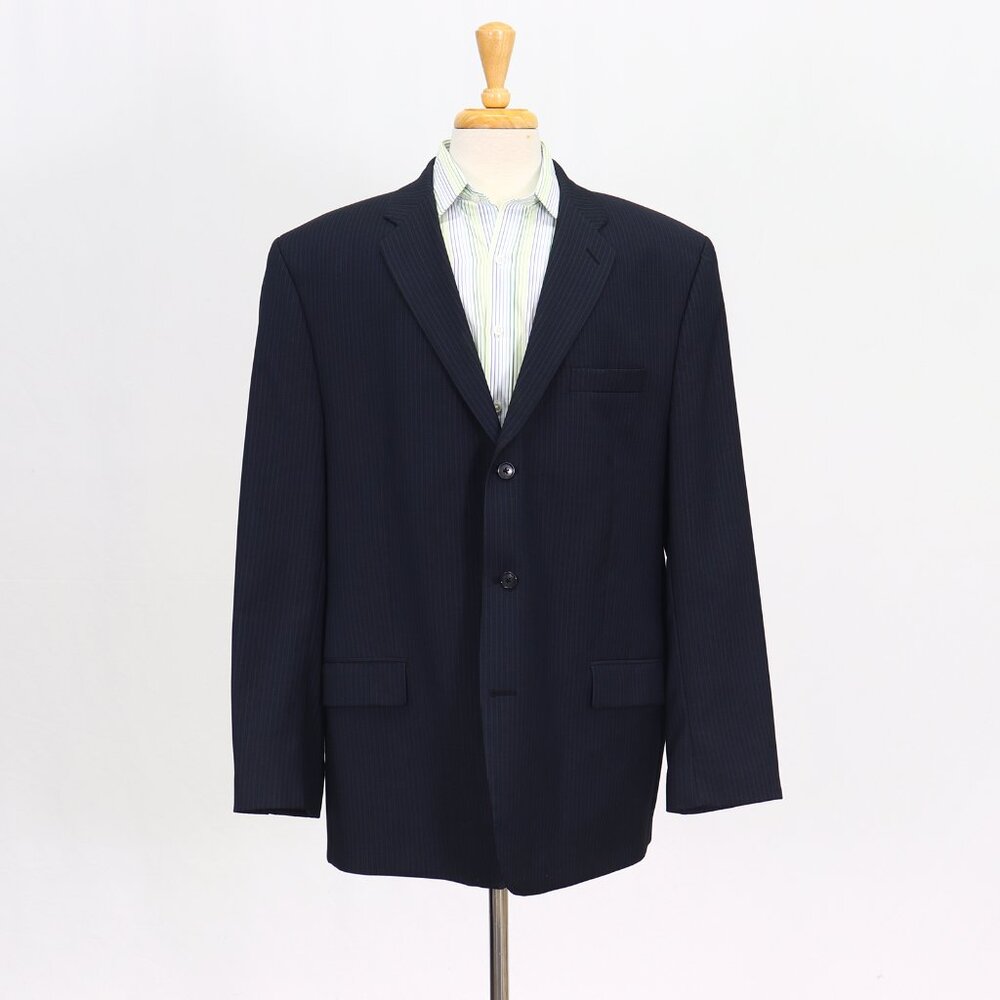 Calvin Klein 48L Navy Blazer Sport Coat Jacket 3-Button Stripe Y893